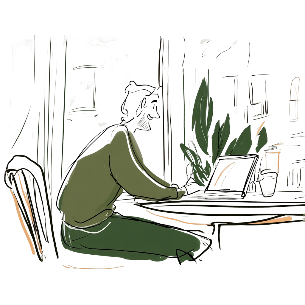 Illustration of someone sitting down to talk to Friendly