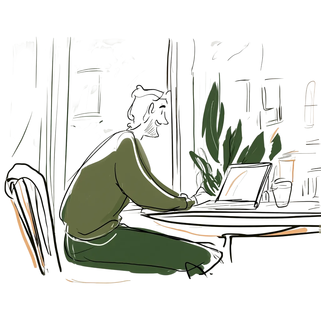 Illustration of someone sitting down to talk to Friendly
