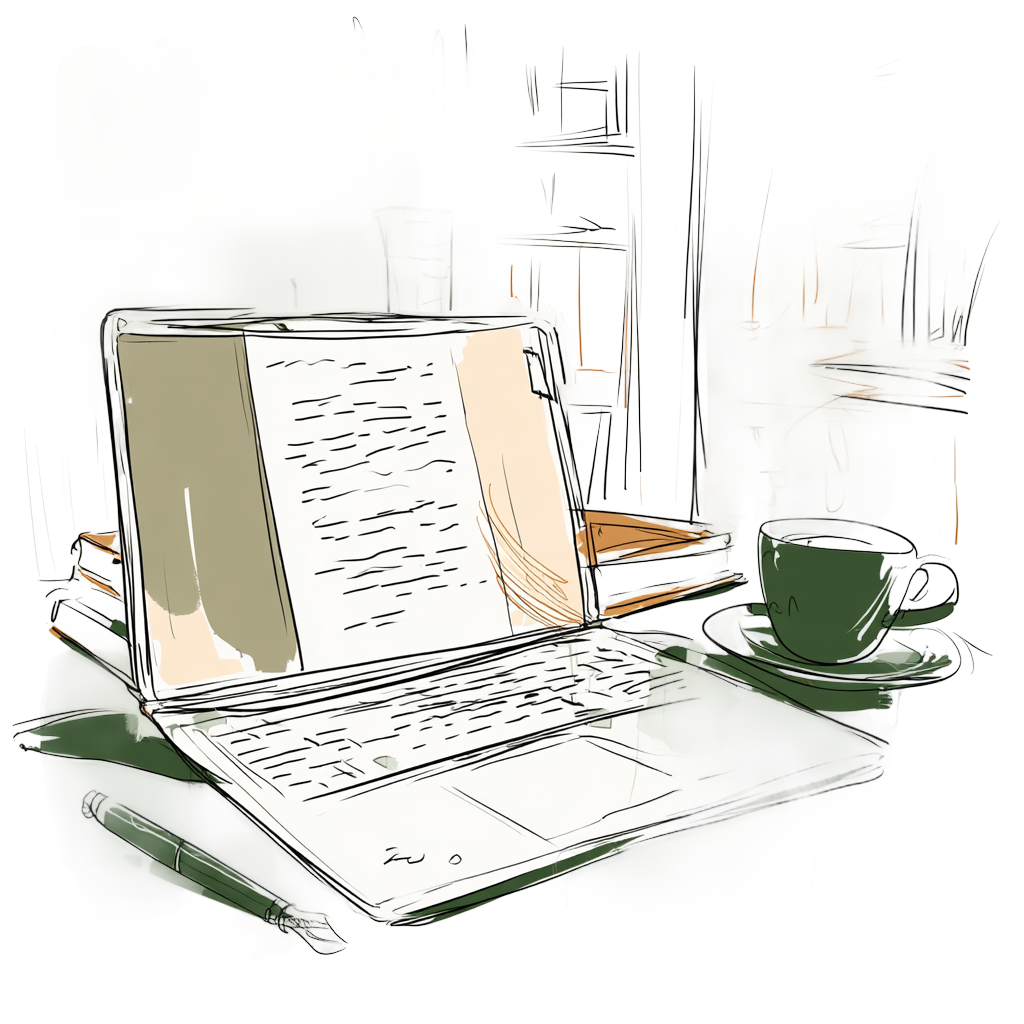 Illustration of a finished journal entry on a laptop