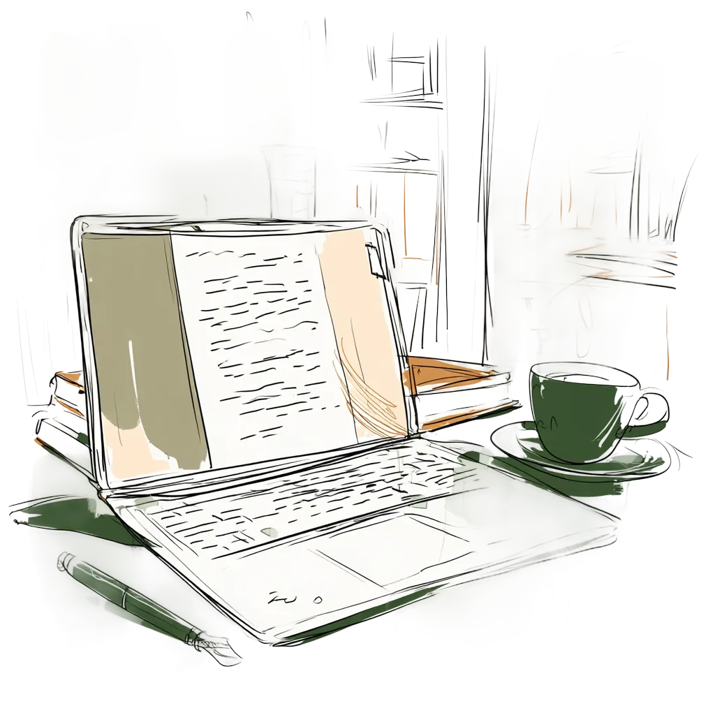 Illustration of a finished journal entry on a laptop